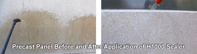 Precast Panel Before and After Application of BASF Masterprotect H1000 Sealer