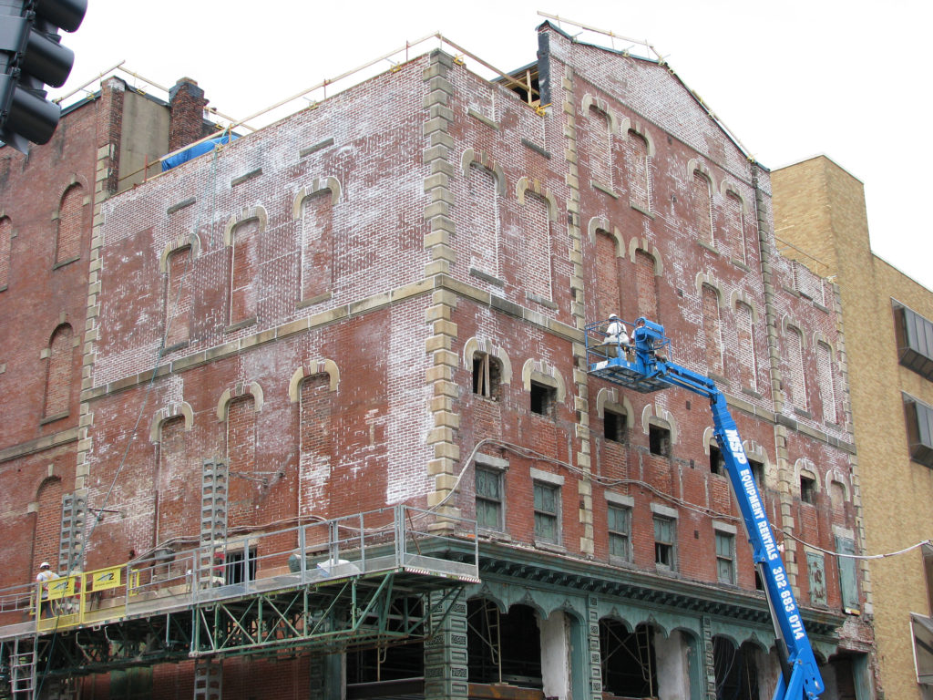 Queen Theater, Wilmington, Delaware Tuckpointing (photo © JVS Building Services, LLC & Rob Crimmins)