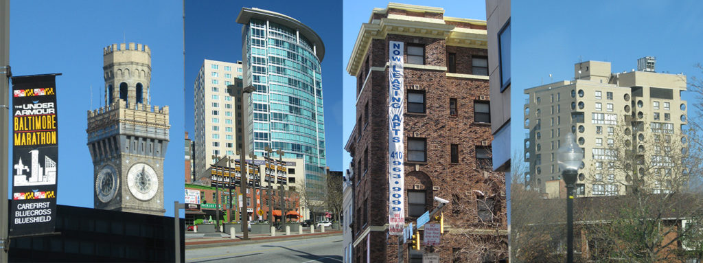 four buildings in Baltimore, Maryland
