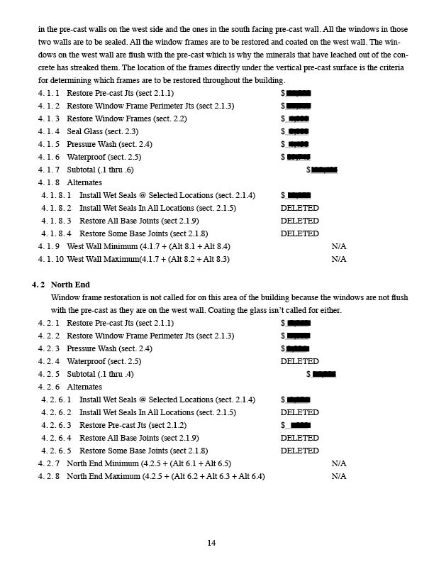 JVS Building Services, LLC sample Statement of Work sections 4.1 to 4.2