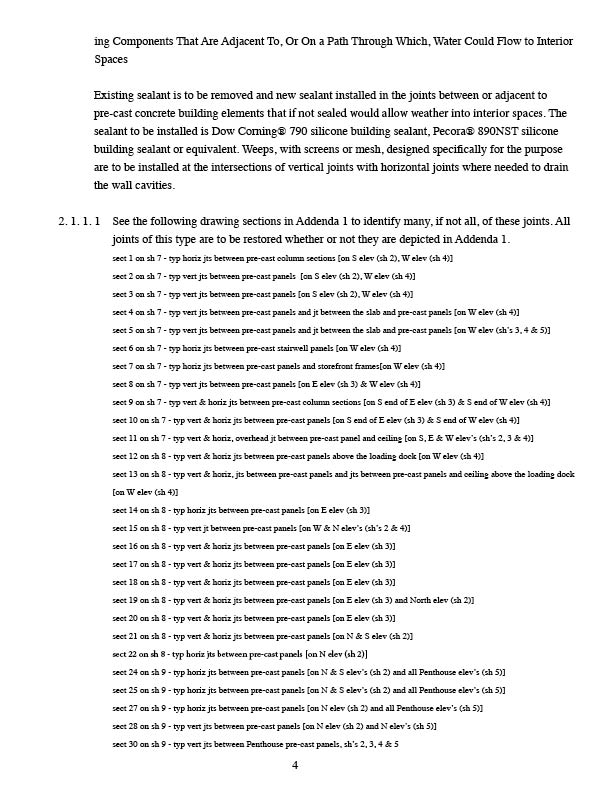 JVS Building Services, LLC sample Statement of Work Section 2.1.1.1