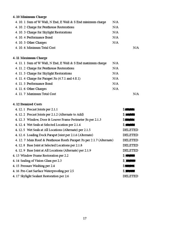 JVS Building Services, LLC sample Statement of Work sections 4.10 to 4.12
