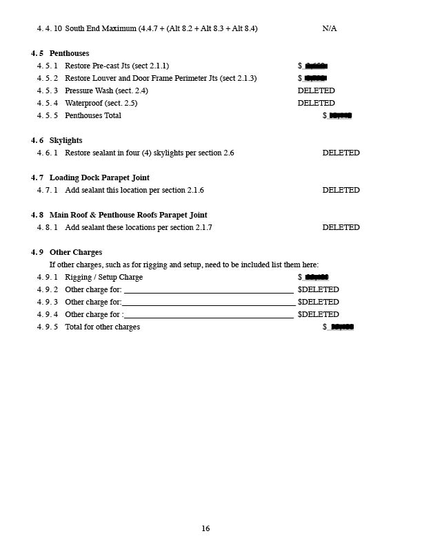 JVS Building Services, LLC sample Statement of Work sections 4.5 to 4.9